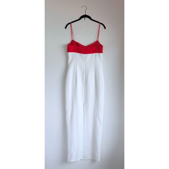 NWOT Amanda Uprichard Lawrence Colorblock Maxi Dress in White & Crimson Red Sz S - Picture 6 of 11